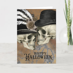 Gothische schedels bij Petten Halloween Feestdagen Kaart