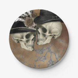 Gothische schedels bij Petten Halloween Papieren Bordje