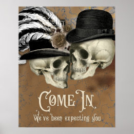 Gothische schedels bij Petten Halloween Poster