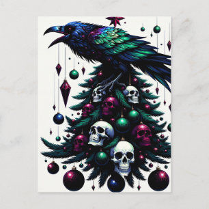 Gothische schedels en raven kerstboom briefkaart