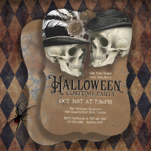 Gothische schedels in Petten Halloween Costume Par Kaart