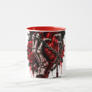 Gothische skelet handen rode rozen Halloween horro Mok