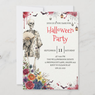 Gothische skelet man Halloween-feest uitnodiging