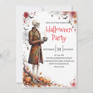 Gothische skelet man Halloween-feest uitnodiging