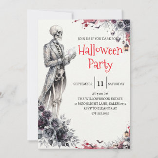 Gothische skelet man Halloween-feest uitnodiging