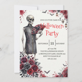 Gothische skelet man Halloween-feest uitnodiging