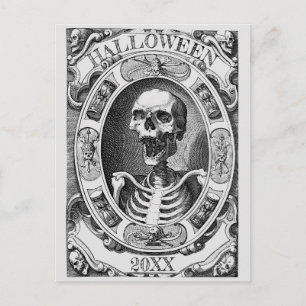 Gothische skeletlijn tekening op maat voor Hallowe Briefkaart