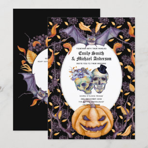 Gothische Skulls Paarse Oranage Flowers Gothic Kaart