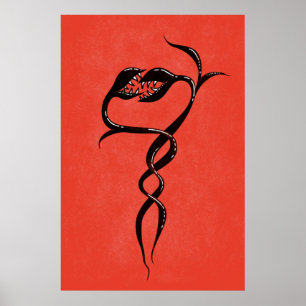 Gothische slangen rood en zwart poster