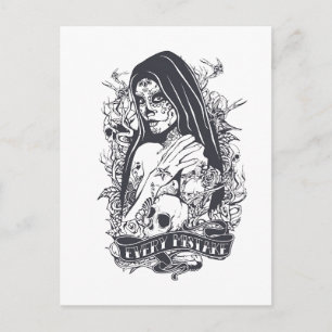 Gothische Suiker Schedel Vrouw Tattoo Kunst Briefkaart