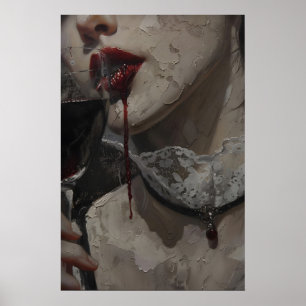 Gothische Victoriaanse Vrouw Vampier Kunst Printba Poster