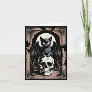 Gothische Vleermuis Kat Schedel Goth Zwarte Metaal Kaart