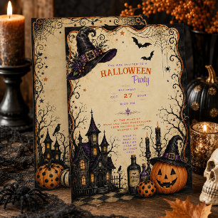 Gothische Whimsical Griezelen Halloween Feest Kaart