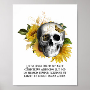 Gothische zonnebloem skelet poster