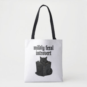 Gothische Zwarte Kat Introvert Leest Boek Wilde Es Draagtas
