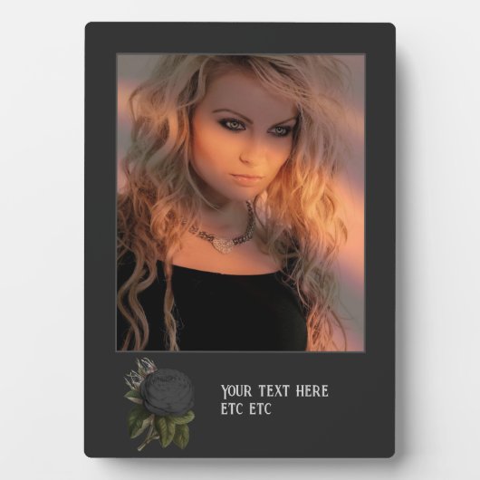  gothische zwarte Rozen Aangepaste Plaque Fotoplaat (voorkant)