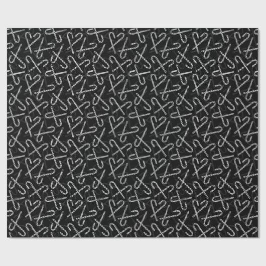 Gothmas Black and White Candy Cane Pattern Cadeaupapier (Vlak)