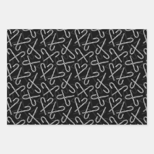 Gothmas Black and White Candy Cane Pattern Inpakpapier Vel (Voorkant)