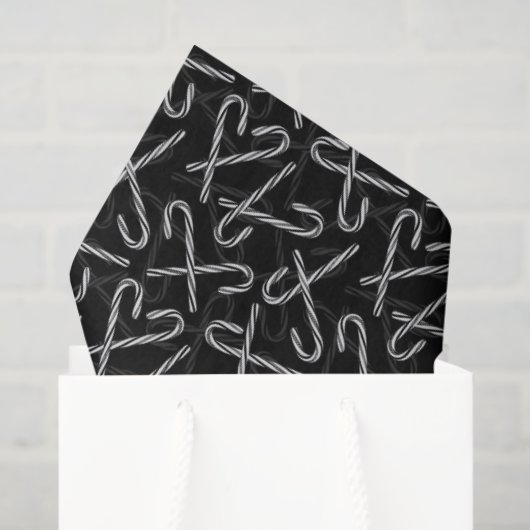 Gothmas Black and White Candy Cane Pattern Tissuepapier (Cadeauzakje)
