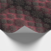 Gothmas Black Floral Pattern on Deep Crimson Red  Cadeaupapier (Hoek)