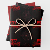 Gothmas Bold Red Script on Black Goth Christmas Inpakpapier Vel (In situ)