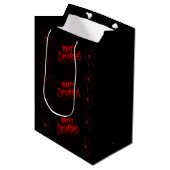 Gothmas Bold Red Script on Black Goth Christmas Medium Cadeauzakje (Voorkant Gekanteld)