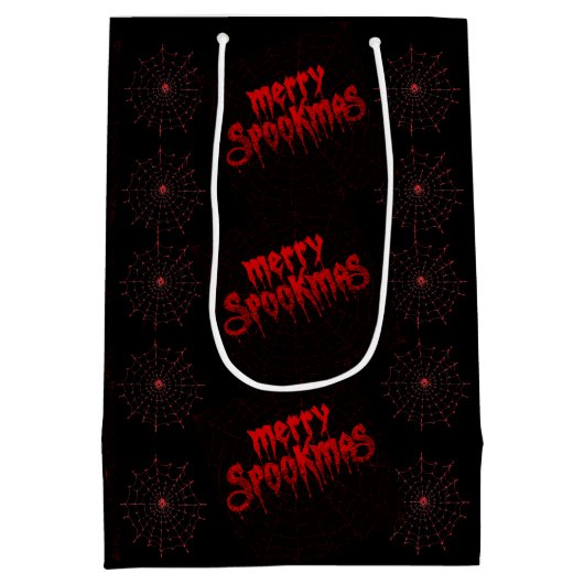 Gothmas Bold Red Script on Black Goth Christmas Medium Cadeauzakje (Achterkant)