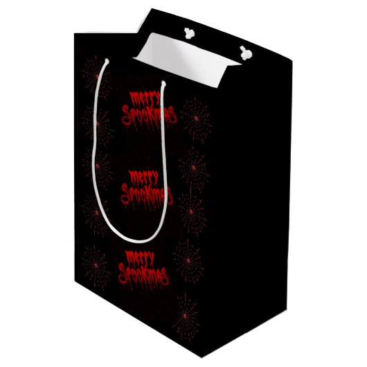 Gothmas Bold Red Script on Black Goth Christmas Medium Cadeauzakje (Achterkant Gekanteld)