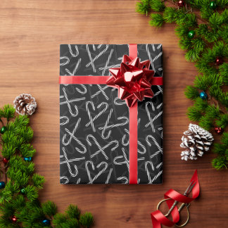 Gothmas Zwart en Wit Suikerstok Patroon Cadeaupapier