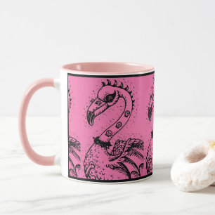 GOTHPUNKROCKER FLAMINGO, schedels, stekelhaar Mok