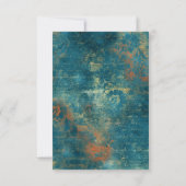 Gotisch Antiek Blauwgroen Goud Damask QR Code Huwe RSVP Kaartje (Achterkant)