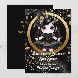 Gotisch Baby shower Schattige Meisje Moonlight sla Kaart