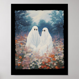 Gotisch Bloemen Halloween Ghost Couple In Th Poster