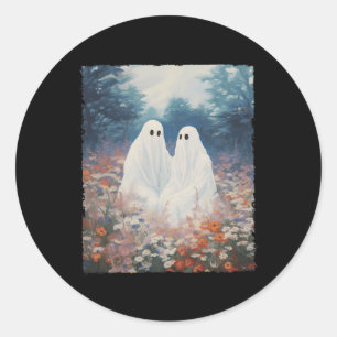 Gotisch Bloemen Halloween Ghost Couple In Th Ronde Sticker