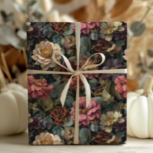 Gotisch Donker en Moody Bloempatroon Cadeaupapier