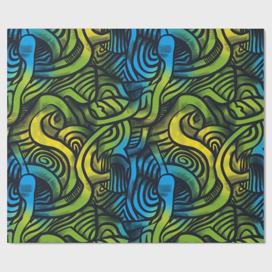 Gotisch Donker Gevoel Blauw Groen Geel Cadeaupapier (Vlak)