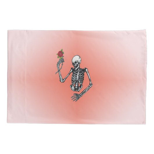 Gotisch half skelet met rode roze kussensloop (Achterkant-Links)