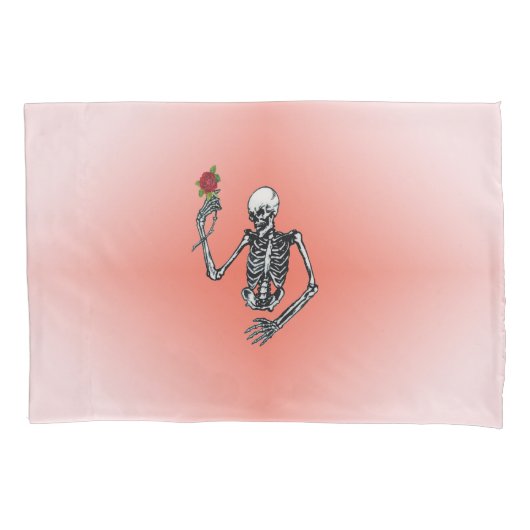 Gotisch half skelet met rode roze kussensloop (Voorkant-Links)