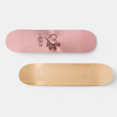 Gotisch hart en rozen op roos goud met monogram skateboard (Horizontaal)