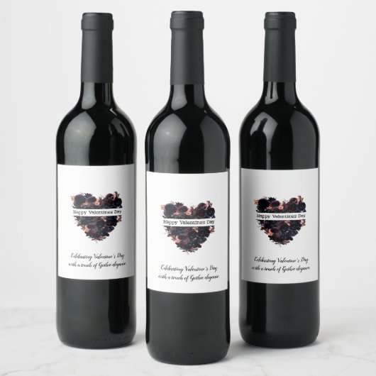 Gotisch hart gemaakt van zwarte bloemen. Donkere r Wijn Etiket (Flessen)