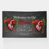 Gotisch hart rode bloemen spandoek (Horizontaal)