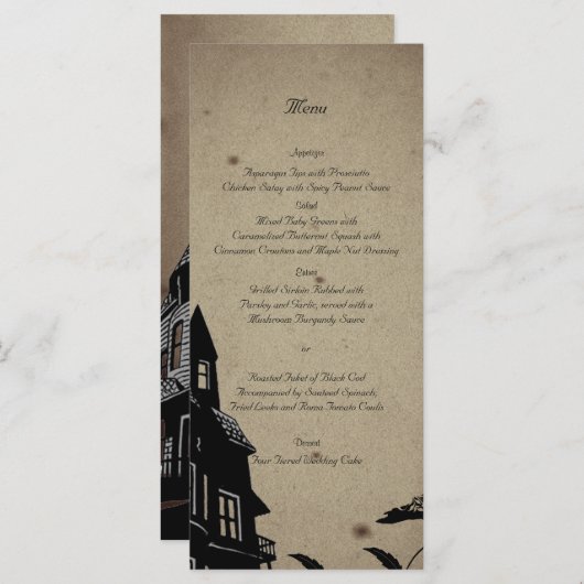Gotisch Huis Bruiloft Menu (Voorkant / Achterkant)