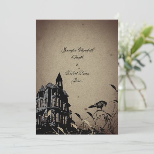  Gotisch Huis Huwelijksuitnodiging Kaart (Staand voorkant)