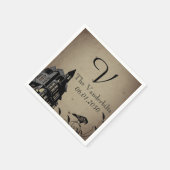 Gotisch Huis Monogram Bruiloft Servet (Hoek)