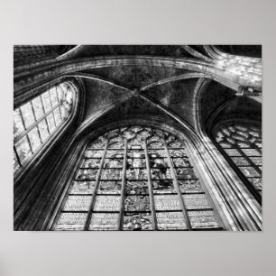 Gotisch interieur van de kerk poster