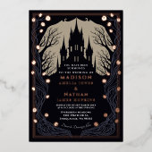 Gotisch Kasteel Bloemen Halloween Bruiloft Folie Uitnodiging (Voorkant)