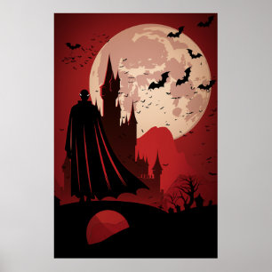 Gotisch kasteel onder een volle maan - Bram Stoker Poster