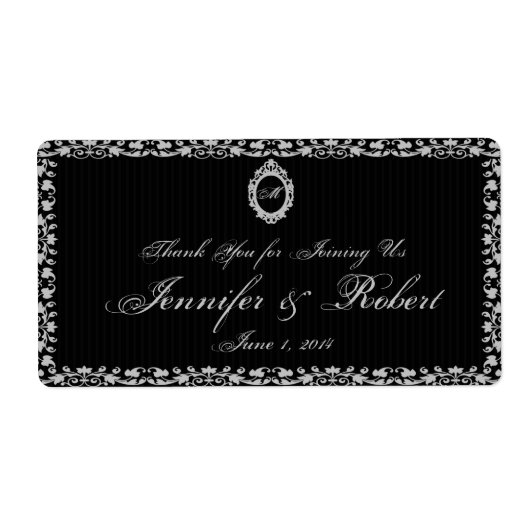 Gotisch Lijst Monogram Waterfles Etiket (Voorkant)