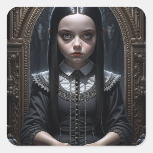Gotisch Meisje Spooky Haunting Halloween Vierkante Sticker