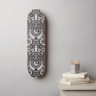 Gotisch monochroom patroon skateboard